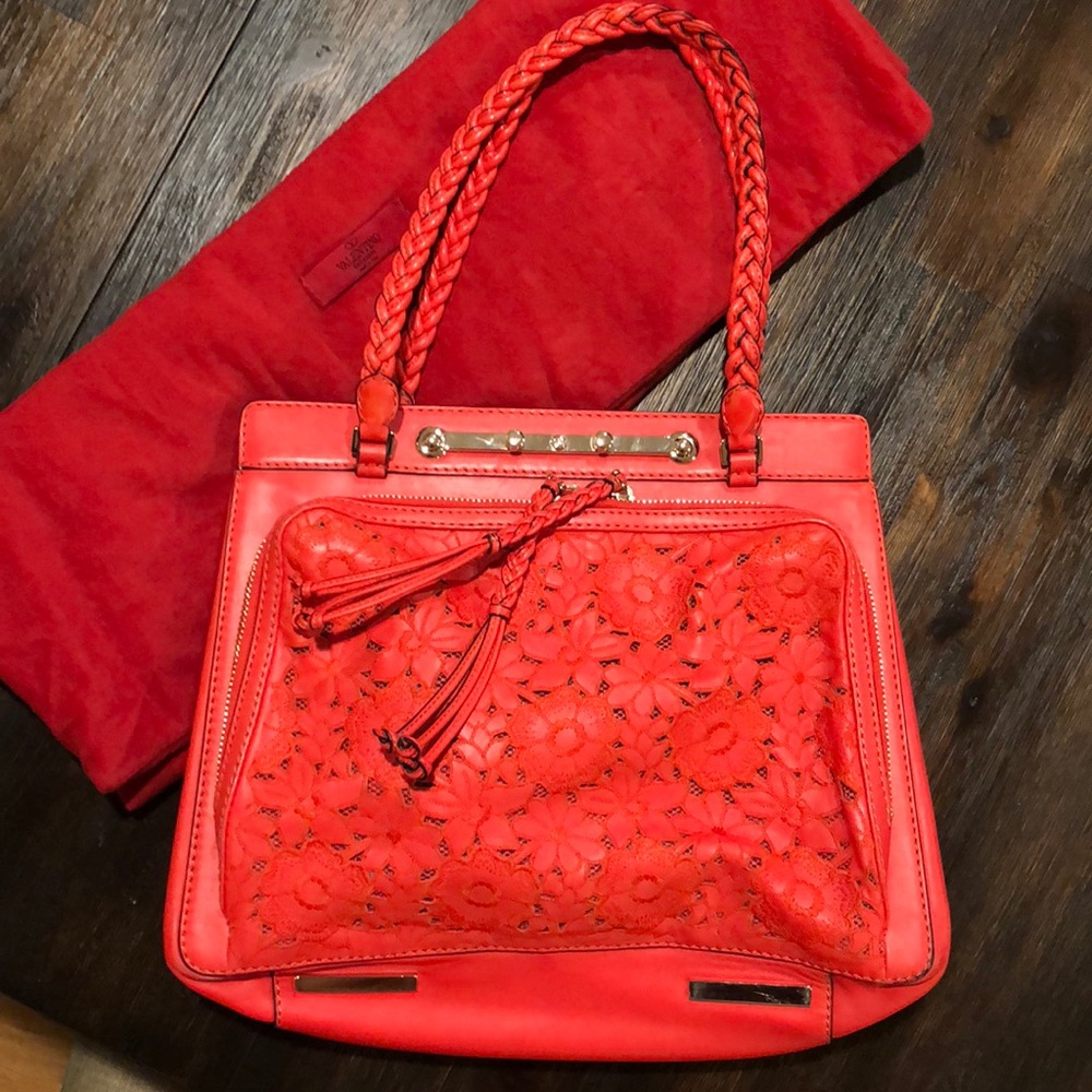 Valentino Demetra Leather Lace Tote